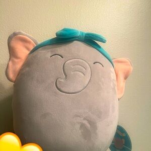 Gray Elephant Plush with Blue Headband